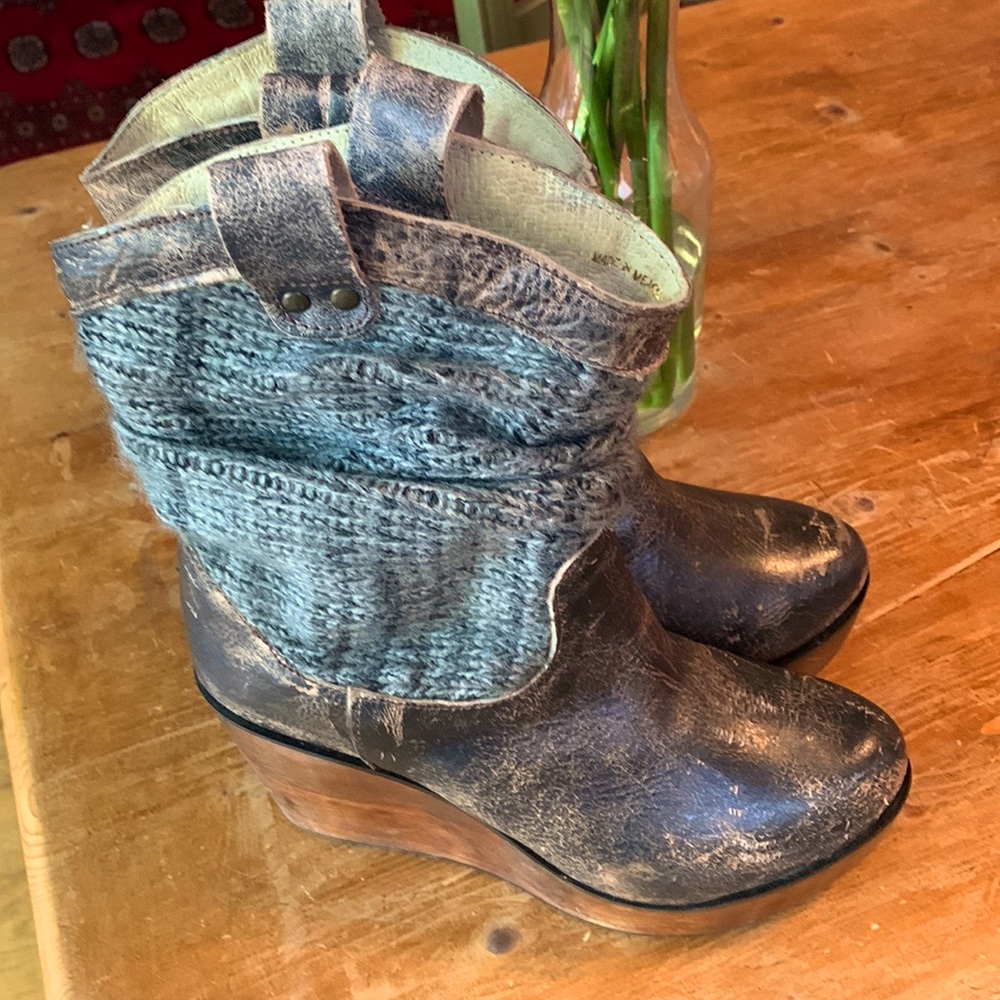 Bed Stu Bruges leather wedge boots
